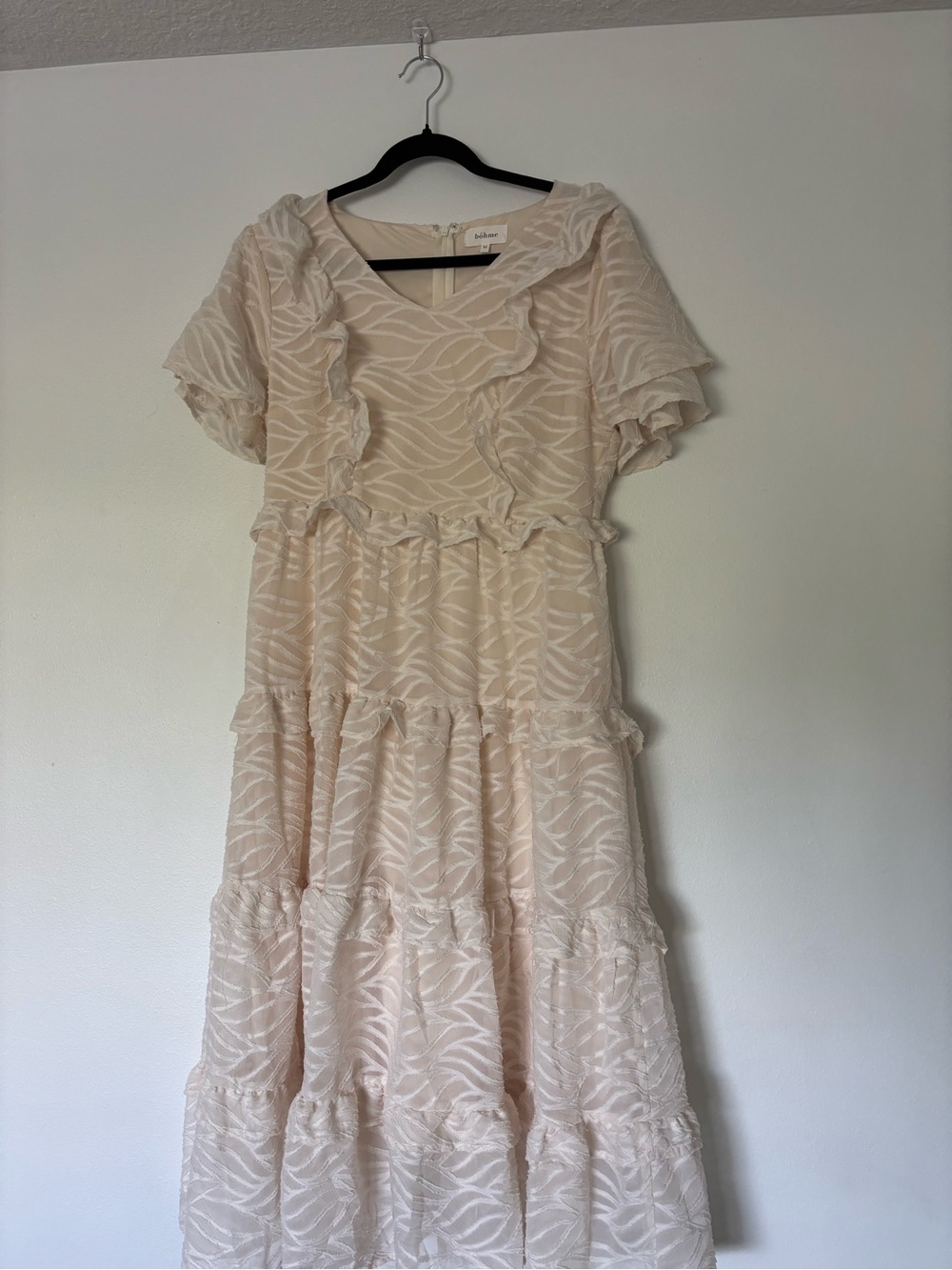 bohme Cream Ruffled Tiered Maxi Dress Women’s M Anthropologie look alike
